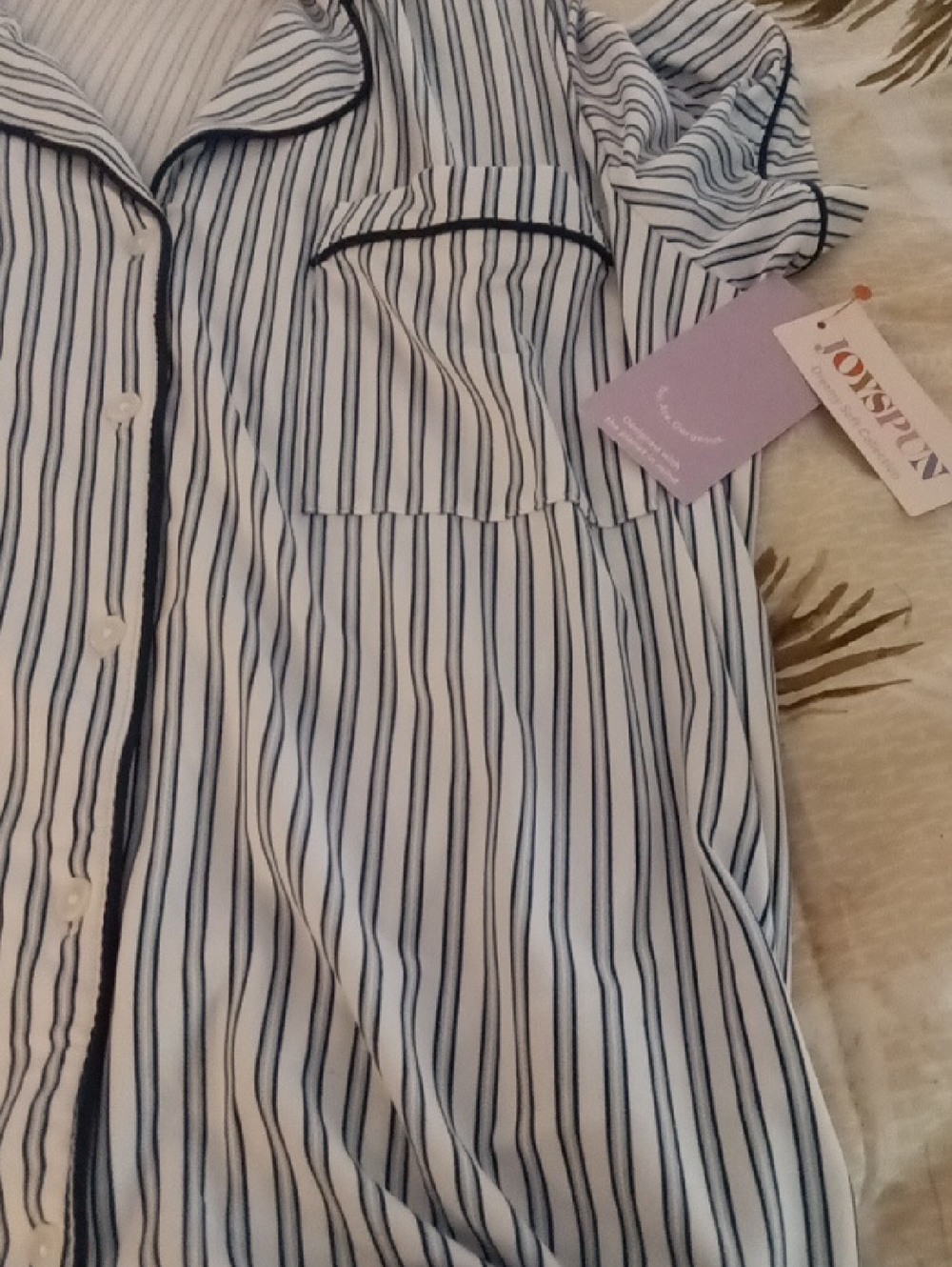 Women’s Striped Button-Front Sleep Shirt - Navy Stripe